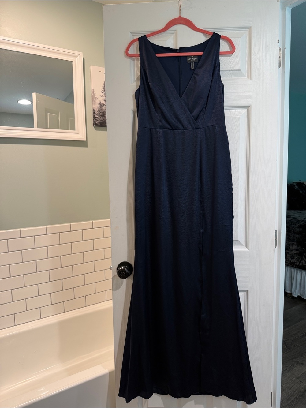 Adrianna Papell Dark Navy Sleeveless V-Neck Maxi Dress